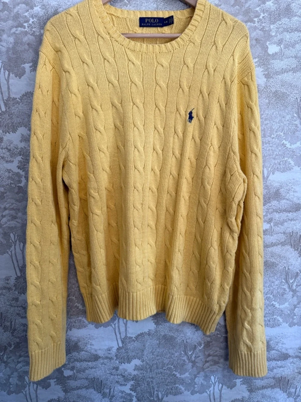 Ralph Lauren Men’s Yellow Cable-Knit Crewneck Sweater